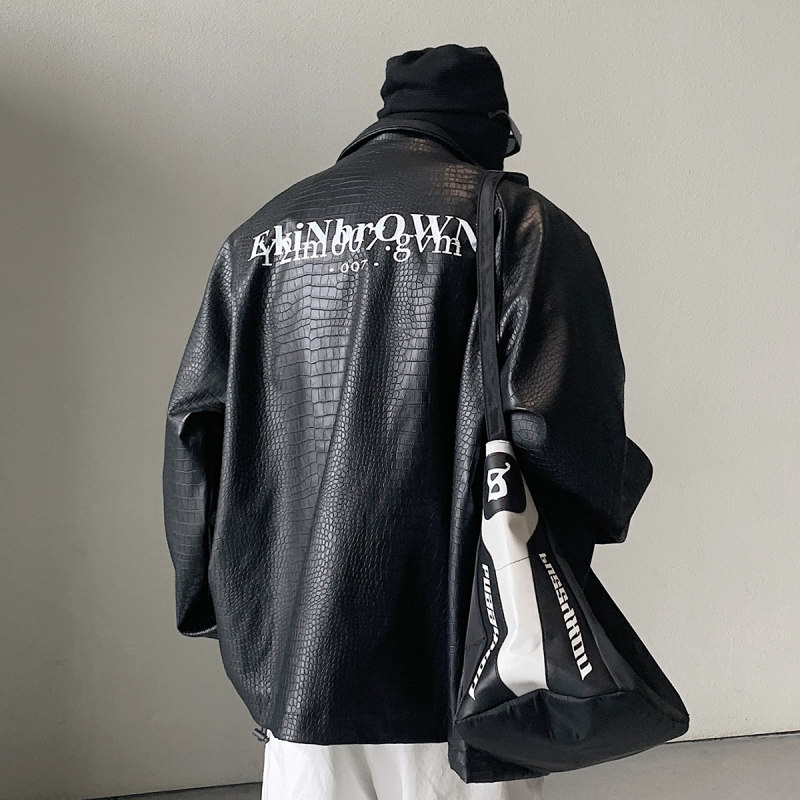 Autumn New Unisex Casual Loose Trendy Leather Jacket Men's Coat