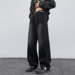 Spring and summer retro American high street straight loose jeans