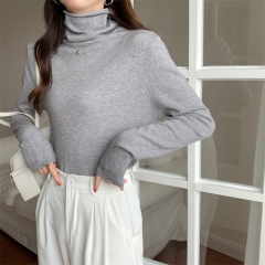 Autumn and winter Korean style solid color pile collar simple bottoming sweater sweater