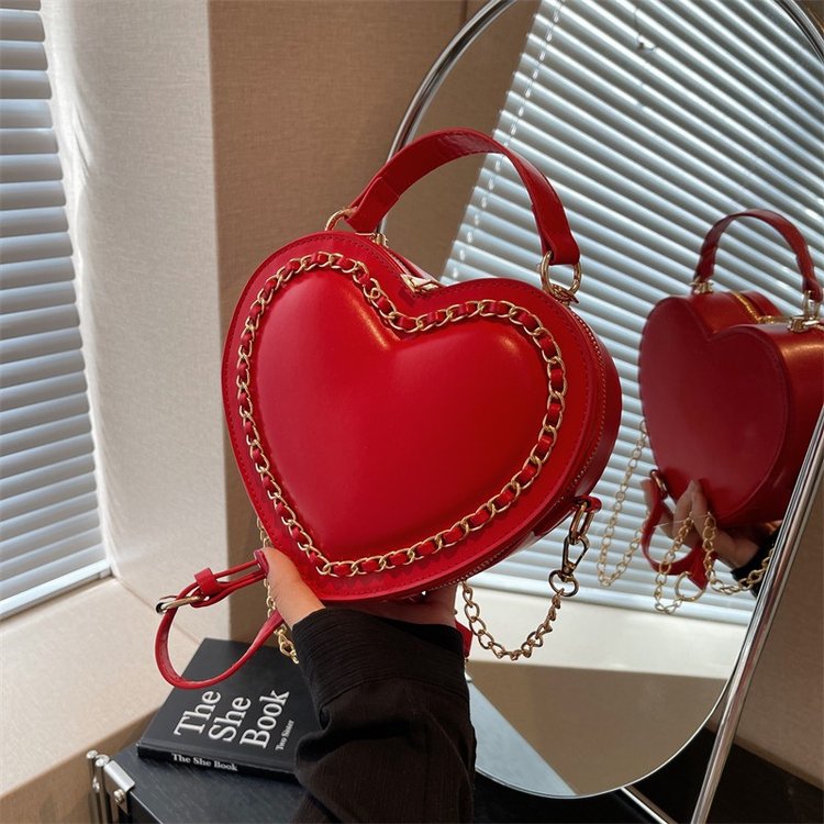 Niche design women's bag new foreign trade large capacity peach heart love bag internet celebrity handbag chain shoulder crossbody bag