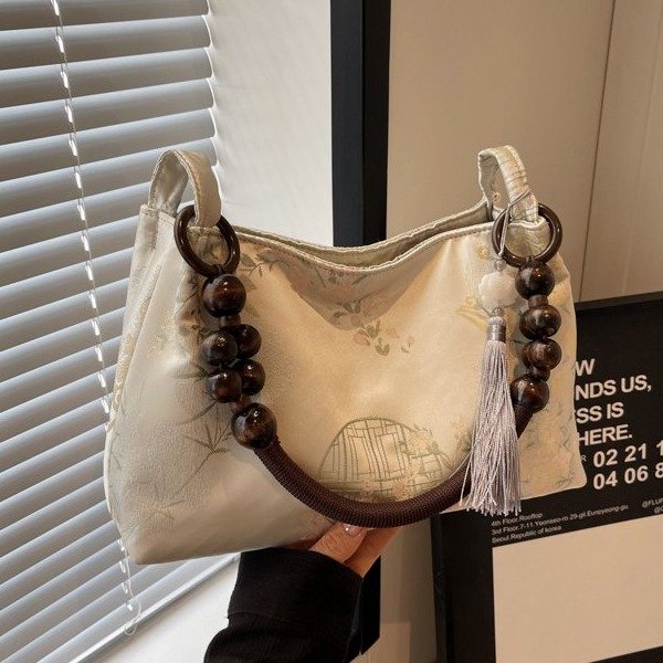 New Chinese style national style bag for women 2024 new summer fashionable shoulder bag large capacity commuter bucket bag