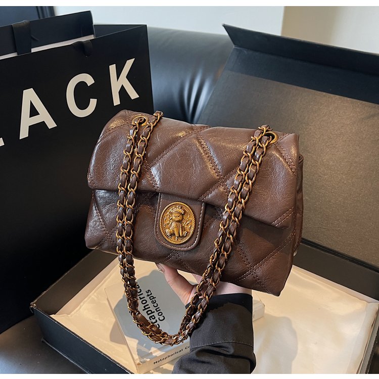 High-end Maillard commuter bag women's new trendy and versatile rhombus chain shoulder bag crossbody bag