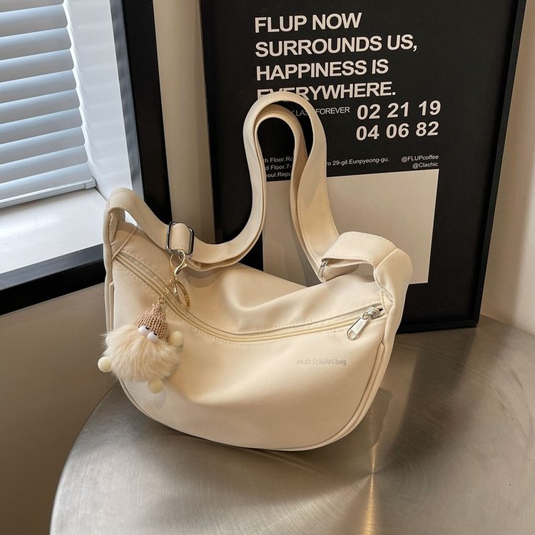 Niche design bag for women summer new lightweight dumpling bag simple solid color shoulder bag versatile casual canvas bag