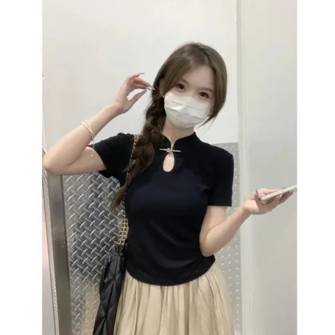 Chinese style hollow short sleeves