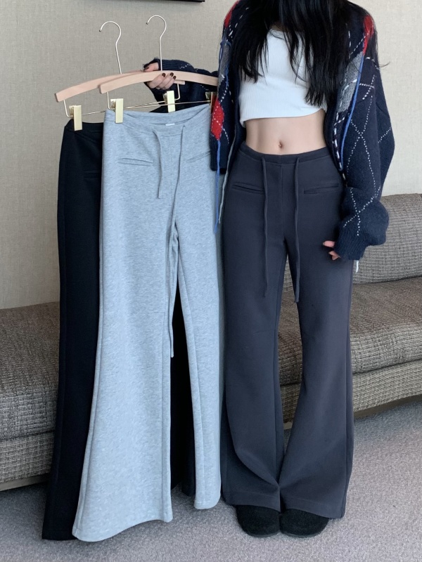 Slim fit slightly flared straight casual slimming casual trousers