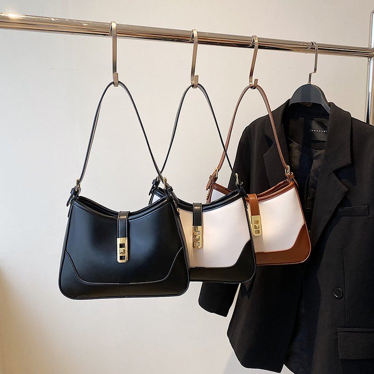 Korean style contrasting color design bag for women 2024 summer personalized new fashion retro armpit women's bag single shoulder crossbody bag