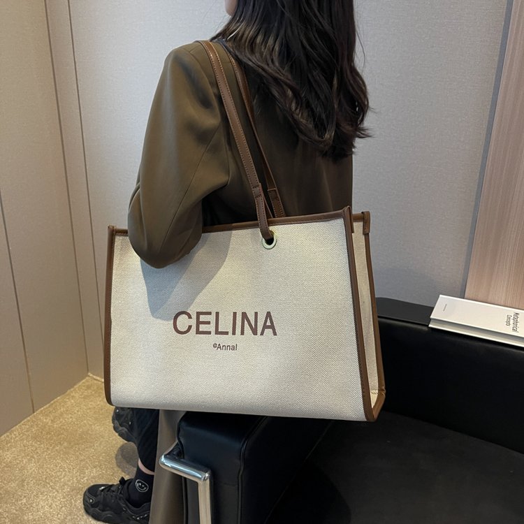 Shoulder bag for women, high-end fashion, large-capacity handbag, niche versatile canvas tote bag, women's commuting handbag