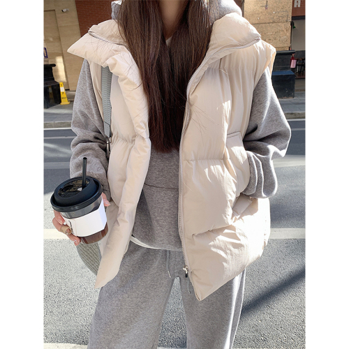 Stand collar cotton vest women's winter loose casual versatile round neck sleeveless jacket