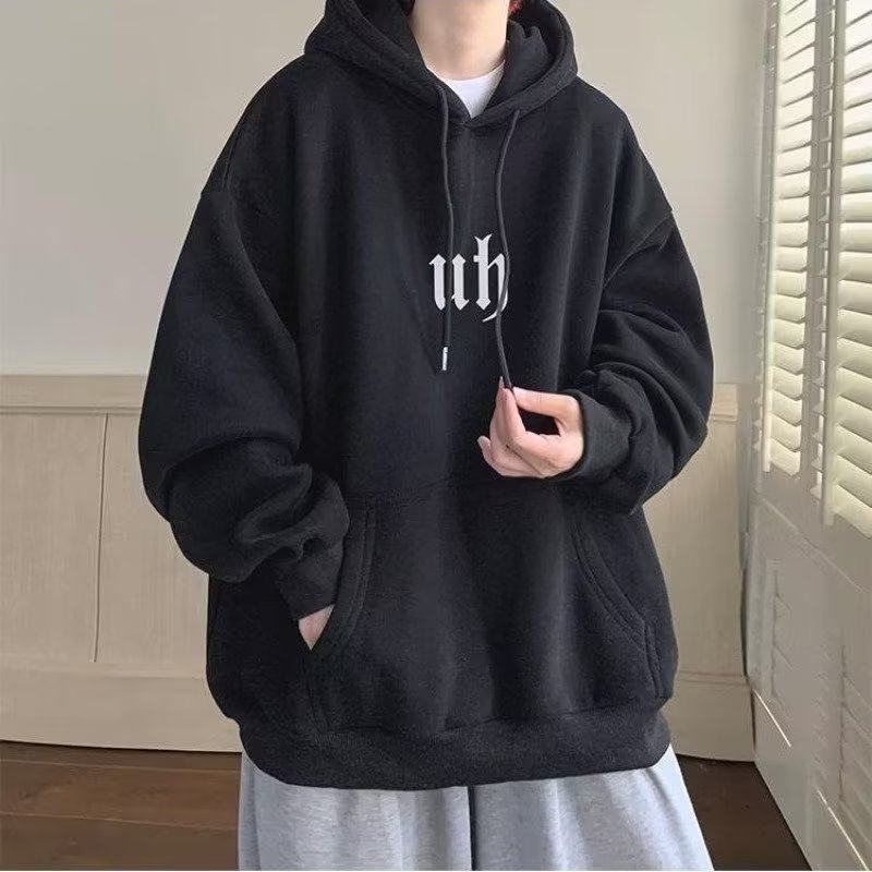Hooded sweatshirt men's new long-sleeved T-shirt men's basic American letter print student bottoming shirt