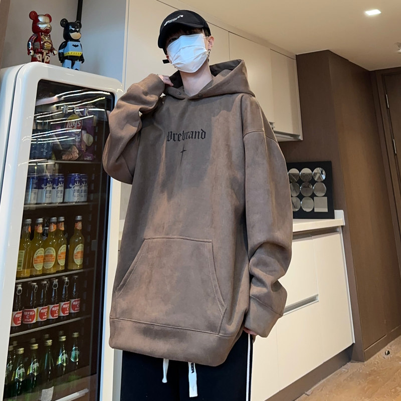 suede hooded sweatshirt