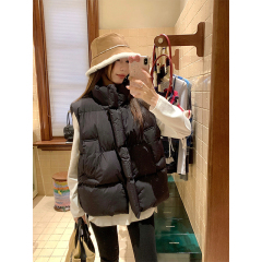 Stand collar cotton vest women's winter loose casual versatile round neck sleeveless jacket
