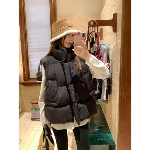 Stand collar cotton vest women's winter loose casual versatile round neck sleeveless jacket