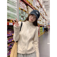 Stand collar polar fleece inner jacket for women thickened sweatshirt for women autumn and winter slim fleece top