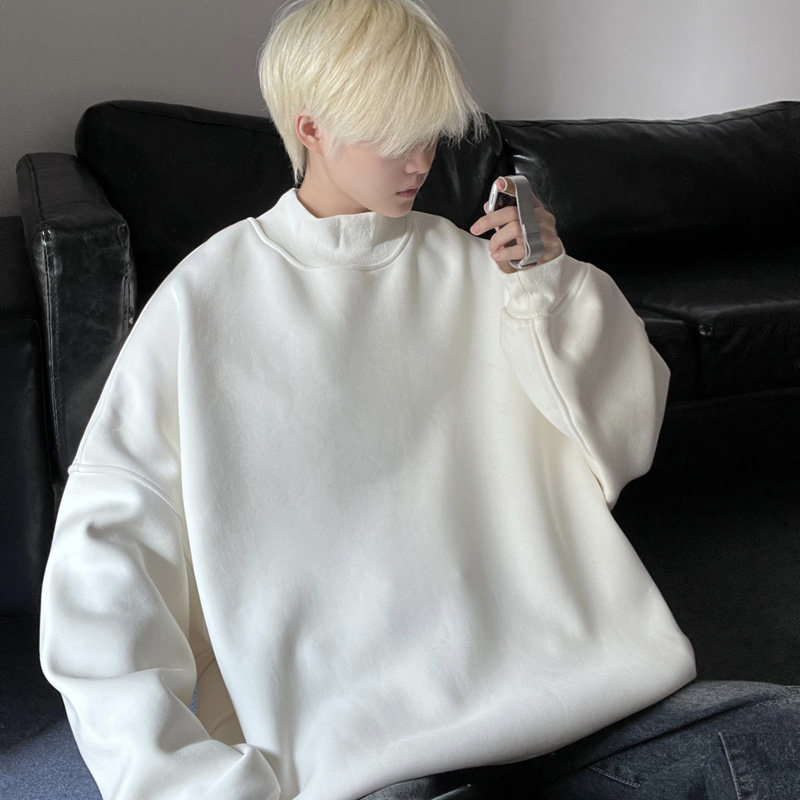 Men's fleece thickened base shirt basic turtleneck sweatshirt