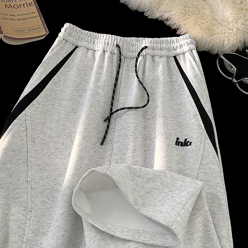 Heavy 420g spliced ​​casual wide-leg sports pants