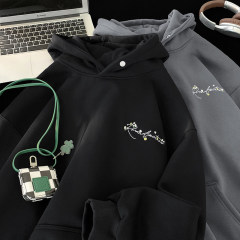 New heavy embroidered sunflower lettering hooded sweatshirt