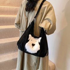 2024 New Trendy Cute Puppy Tote Bag for Women Korean College Style Backpack Large Capacity Shoulder Bag