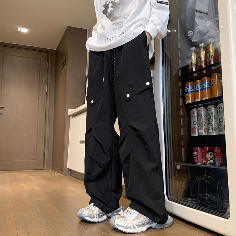 Hong Kong style autumn and winter sweatpants, loose and trendy casual trousers