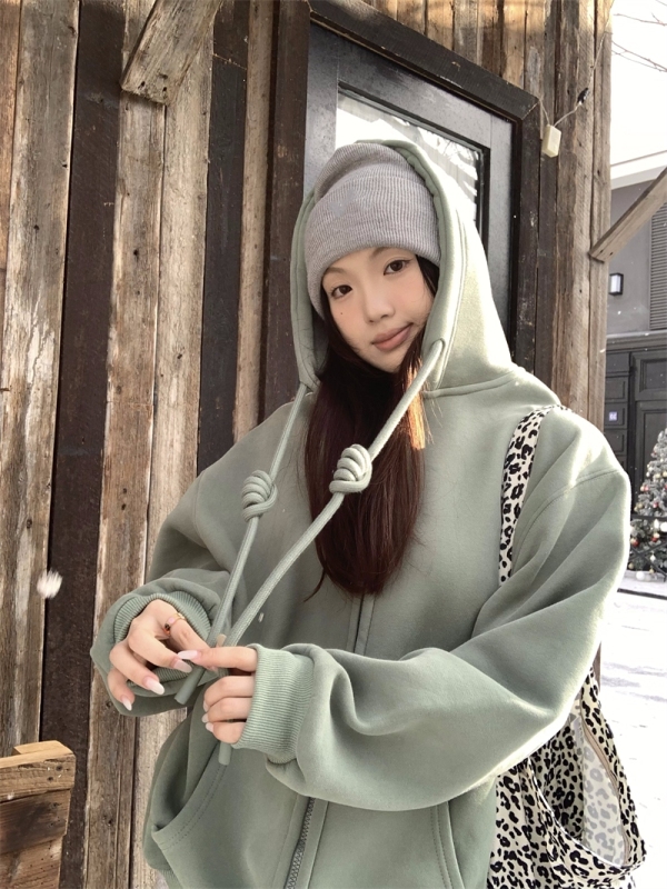 New autumn and winter velvet hooded sweatshirt jacket for women