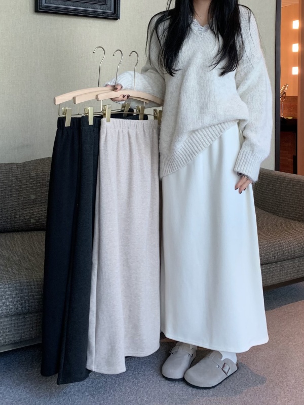 Real shot and real price~Fleece thickened straight cashmere walking skirt casual skirt