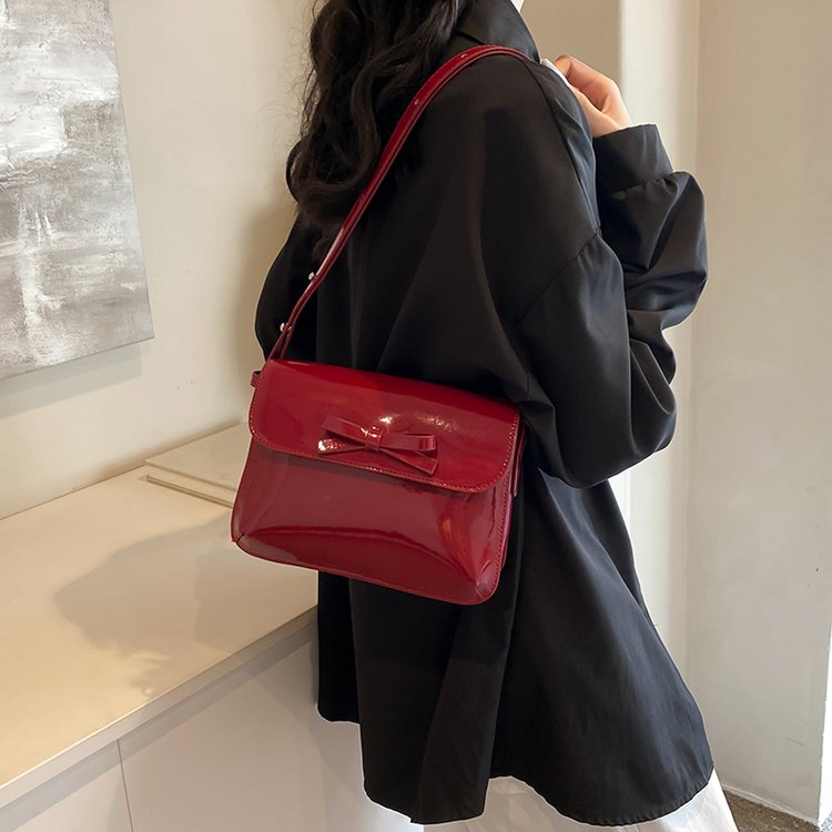 This year's popular red bags for women 2024 new high-end bow bags, fashionable and versatile single shoulder crossbody bags