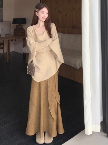 Autumn Pear Shape Lazy Style Suit Loose Bat Sleeve Sweater