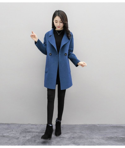 Autumn and winter woolen coats for women, mid-length Korean style large size woolen coats, loose and slim woolen coats for small people