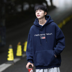 Spring new outdoor casual American printed loose hooded sweatshirt for men