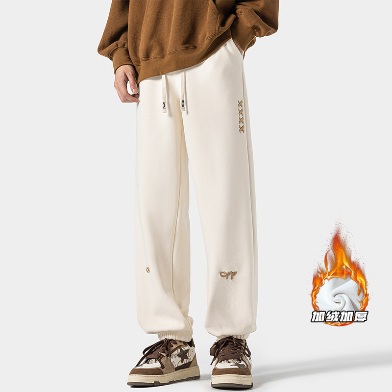 New winter style shadowless wall large size velvet pineapple plaid embroidered sweatpants