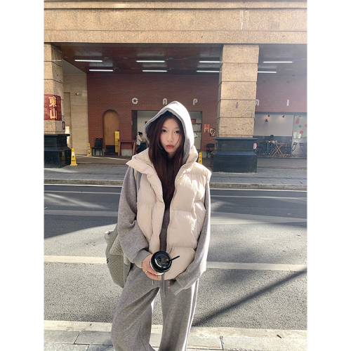 Stand collar cotton vest women's winter loose casual versatile round neck sleeveless jacket