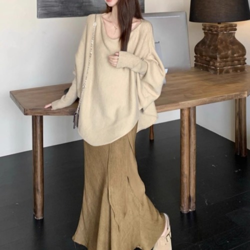 Autumn Pear Shape Lazy Style Suit Loose Bat Sleeve Sweater