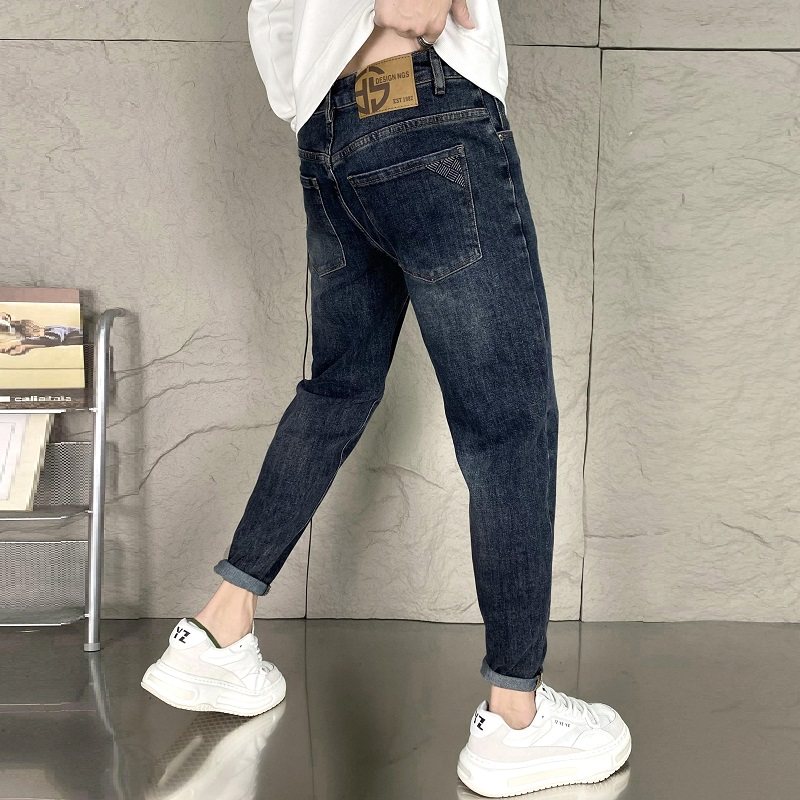 Autumn and winter @ jeans men's micro-taper elastic slim large size YKK zipper social boy