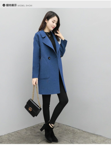 Autumn and winter woolen coats for women, mid-length Korean style large size woolen coats, loose and slim woolen coats for small people