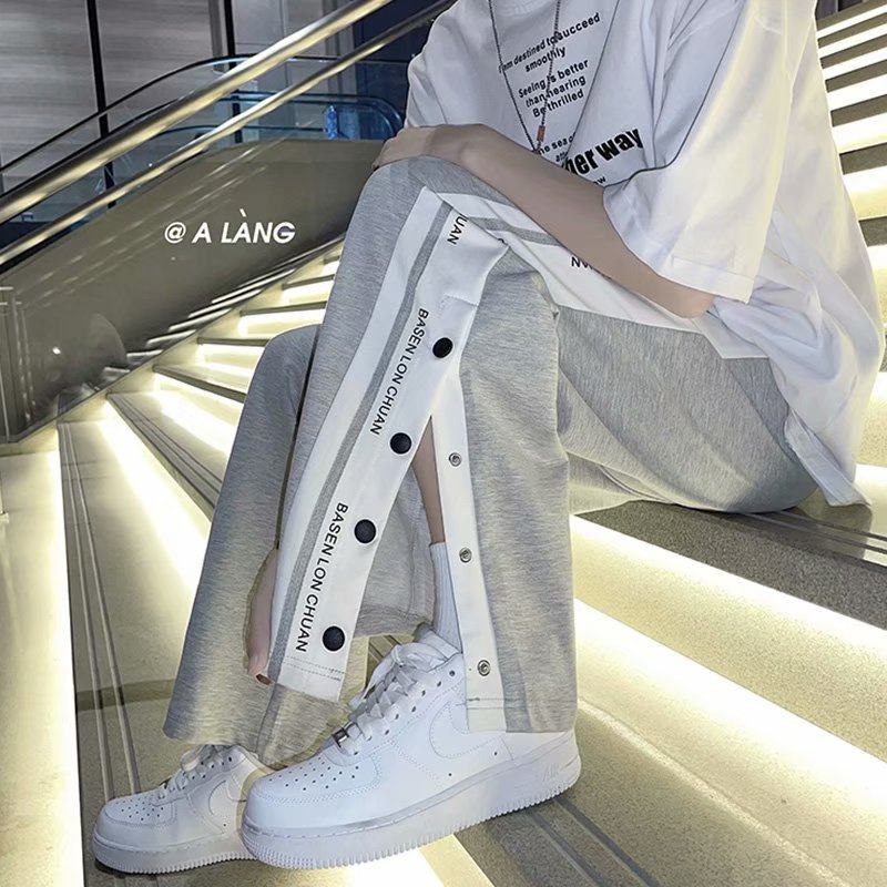 Women's summer thin button-up pants, loose straight wide-leg pants, slim and fashionable in spring and autumn
