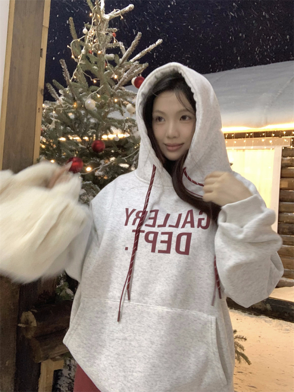 New autumn and winter lettered velvet hooded sweatshirt for women