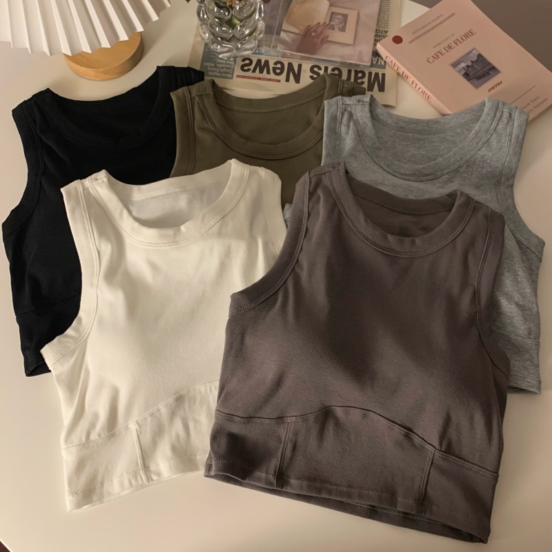 Real price, real shot, summer solid color inner wear, sports short small camisole for women, wrapped chest inner wear, beautiful back tube top
