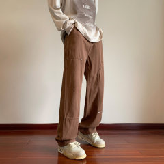 Deep inventory of autumn and winter thickened logging pants jeans, straight-leg functional floor mopping jeans for men