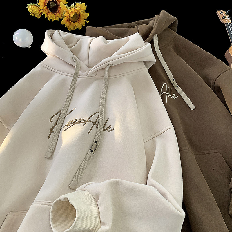 Hong Kong style heavily embroidered hooded sweatshirt jacket for men and women