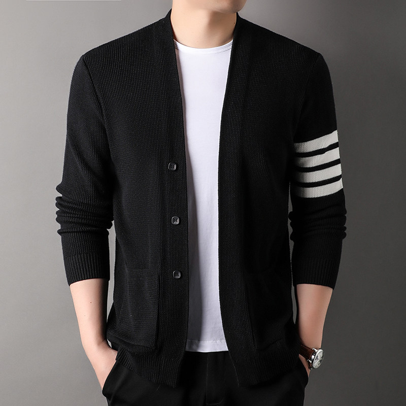 Autumn and winter men's business casual knitted cardigan tops middle-aged men's loose warm sweater