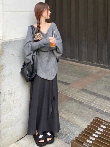 Autumn Pear Shape Lazy Style Suit Loose Bat Sleeve Sweater