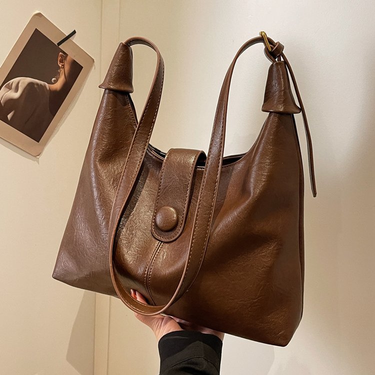Viney Tote Bag Women's 2024 New Genuine Leather Women's Bag Maillard Large Capacity Premium Single Shoulder Crossbody Bag