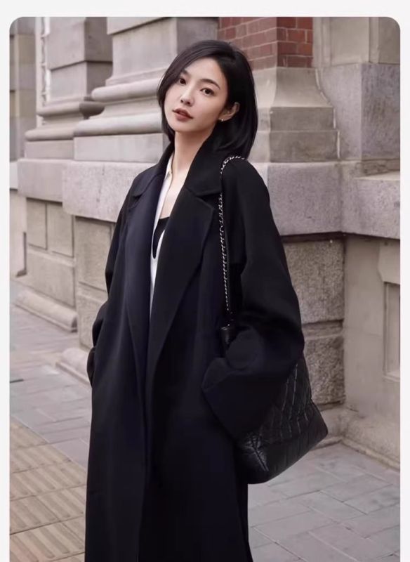 2024 this year's popular woolen coat for women autumn and winter mid-length knee-length Korean style small woolen coat