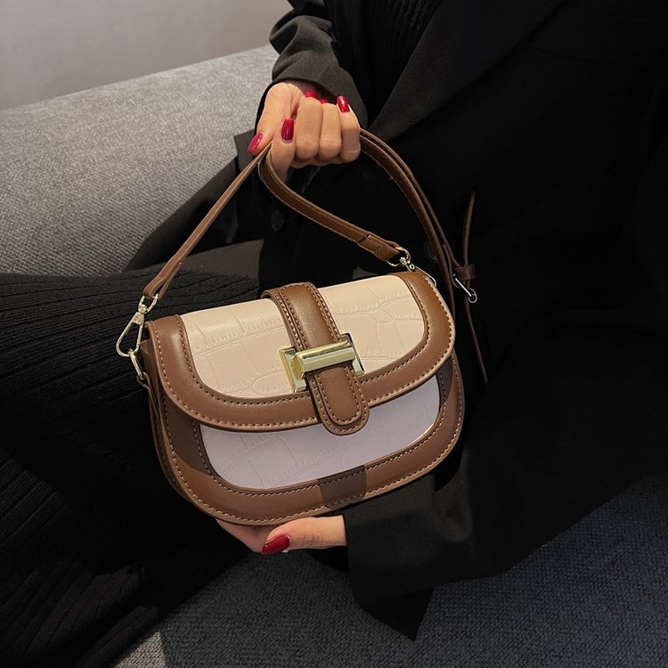 Internet celebrity fashion bag new fashion high-end stone pattern shoulder chain women's bag crossbody versatile saddle bag