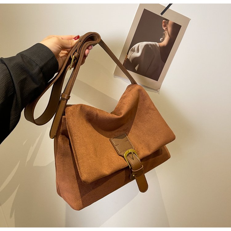 Cross-border bag Korean style women's bag spring new style retro temperament suede single shoulder armpit bag versatile casual crossbody bag