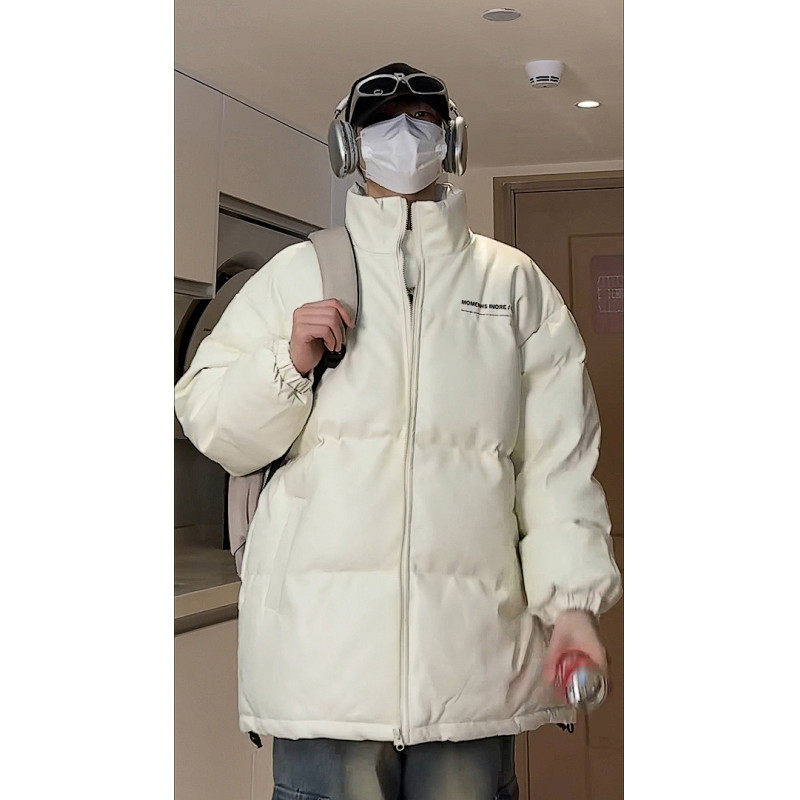 Winter leather cotton coat men's stand collar loose men's casual cotton coat cotton jacket trendy motorcycle