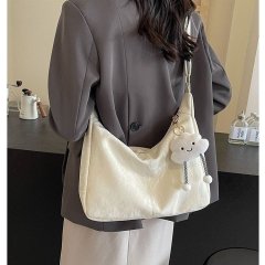 Student casual large-capacity bag women's 2024 autumn and winter new fashion texture tote bag versatile solid color crossbody bag