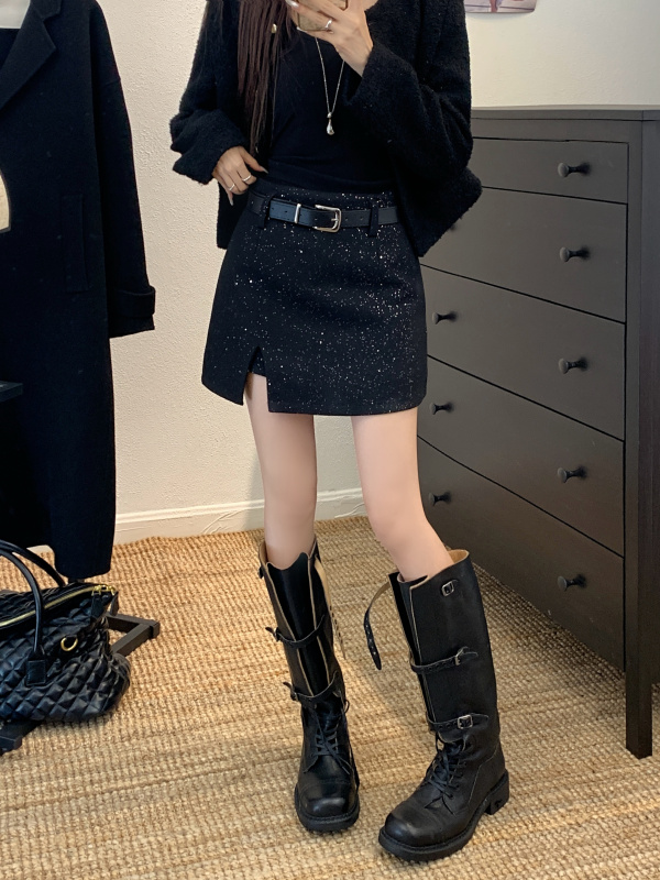 Autumn and winter fashionable high-waisted slim skirt with western style and high-end feel