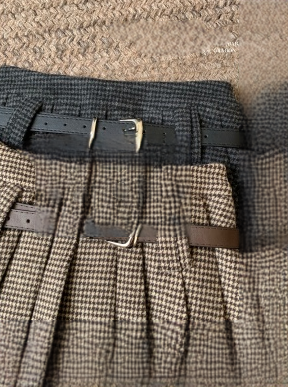 Pleated skirt American retro houndstooth plaid skirt hot girl a line high waist skirt with belt