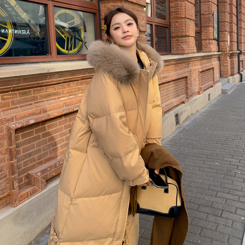 Real shot of this file Chinese knot 2024 new fur collar down cotton coat for women winter mid-length loose knee-length cotton coat