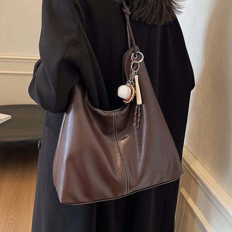 Viney Tote Bag 2024 New Maillard Genuine Leather Large Bag Autumn and Winter Women's Bag Single Shoulder Large Capacity Commuting Bag